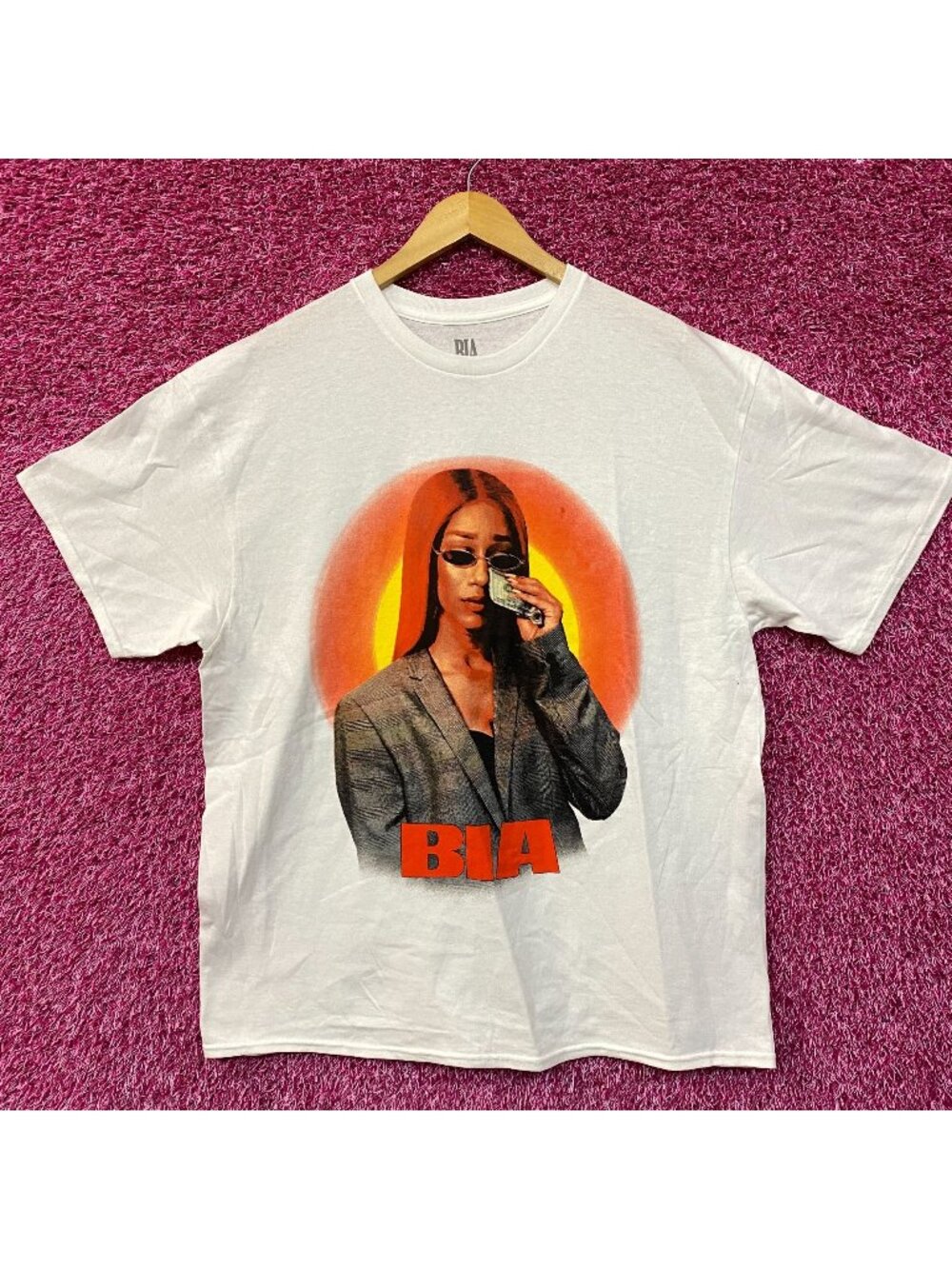 Bia Money Tears Graphic Design Hip-Hop T-Shirt Large